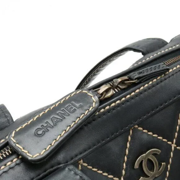 CHANEL CC Wild Stitch Surpique Vintage Quilted Shoulder Bag Tote Calfskin Black - Picture 5 of 12